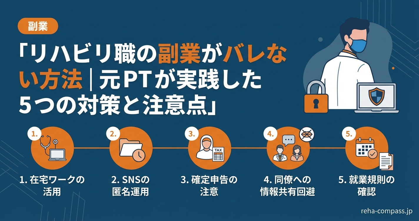 リハビリ職の副業がバレない方法｜元PTが実践した5つの対策と注意点